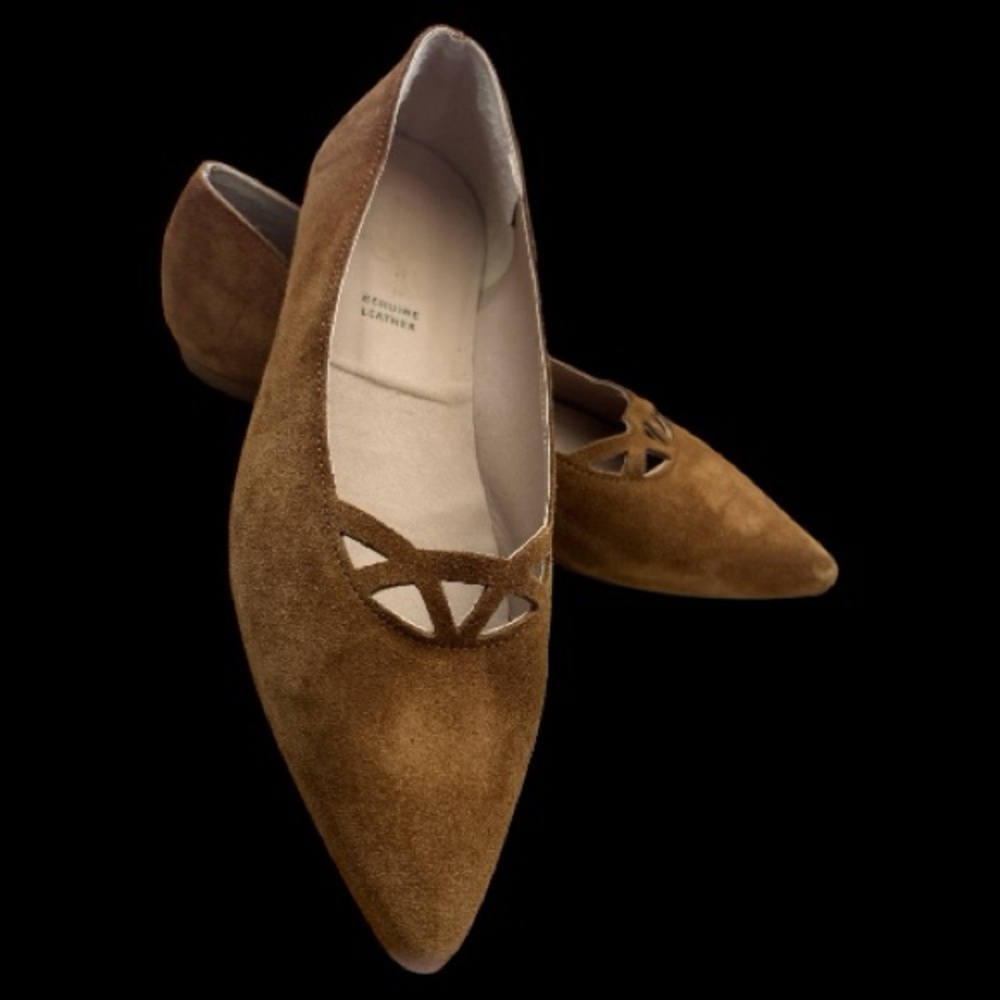 Genuine Leather Brown Cutout Flats